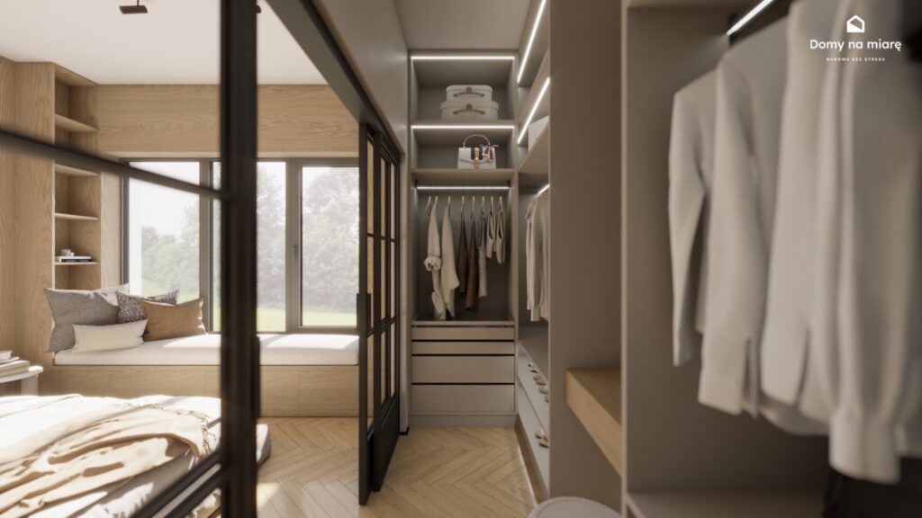Projekt wnętrz pod klucz – zabudowa garderoby w sypialni